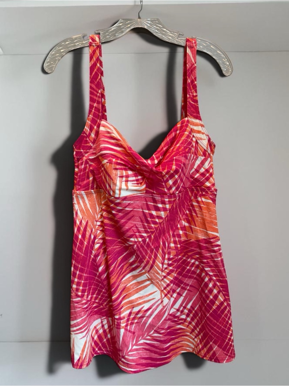 Calypso Cove Swim Dress Sz 14 Pink Orange Skirted One Piece Tropical Print - Picture 3 of 15